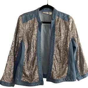 Chico’s Blue Jean & Sequence Jacket Size Small